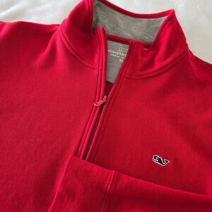 Vineyard Vines Men's Quarter-Zip Pullover, Pima Cotton, Red, Size XL